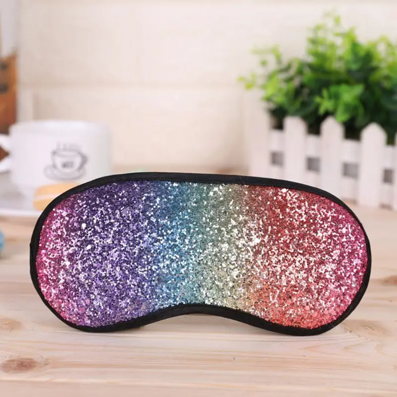 Eyeshade Eye Patch Women Girls Sweet Glitter Sequins Sleeping Eye Mask Gradient Rainbow Blindfold