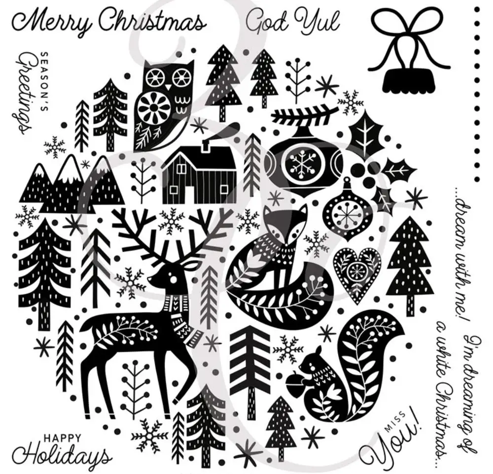 Christmas snowflake bunny  Clear Silicone Stamp / seal for DIY Scrapbooking / Album Decorative Clear Stamp Sheets A493