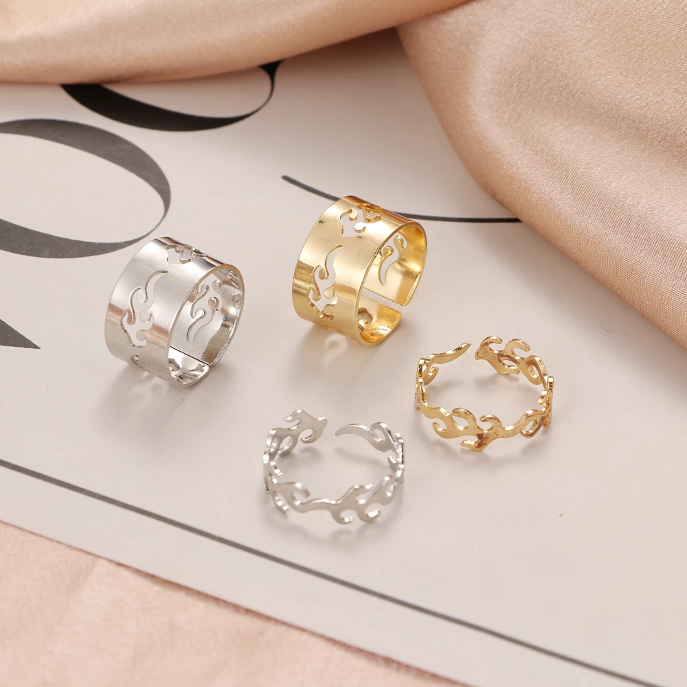 Vienkim Mode Flamme Ringe Für Frauen Männer Paar Ringe Freundschaft Engagement Hochzeit Offene Ringe 2021 Schmuck Zubehör