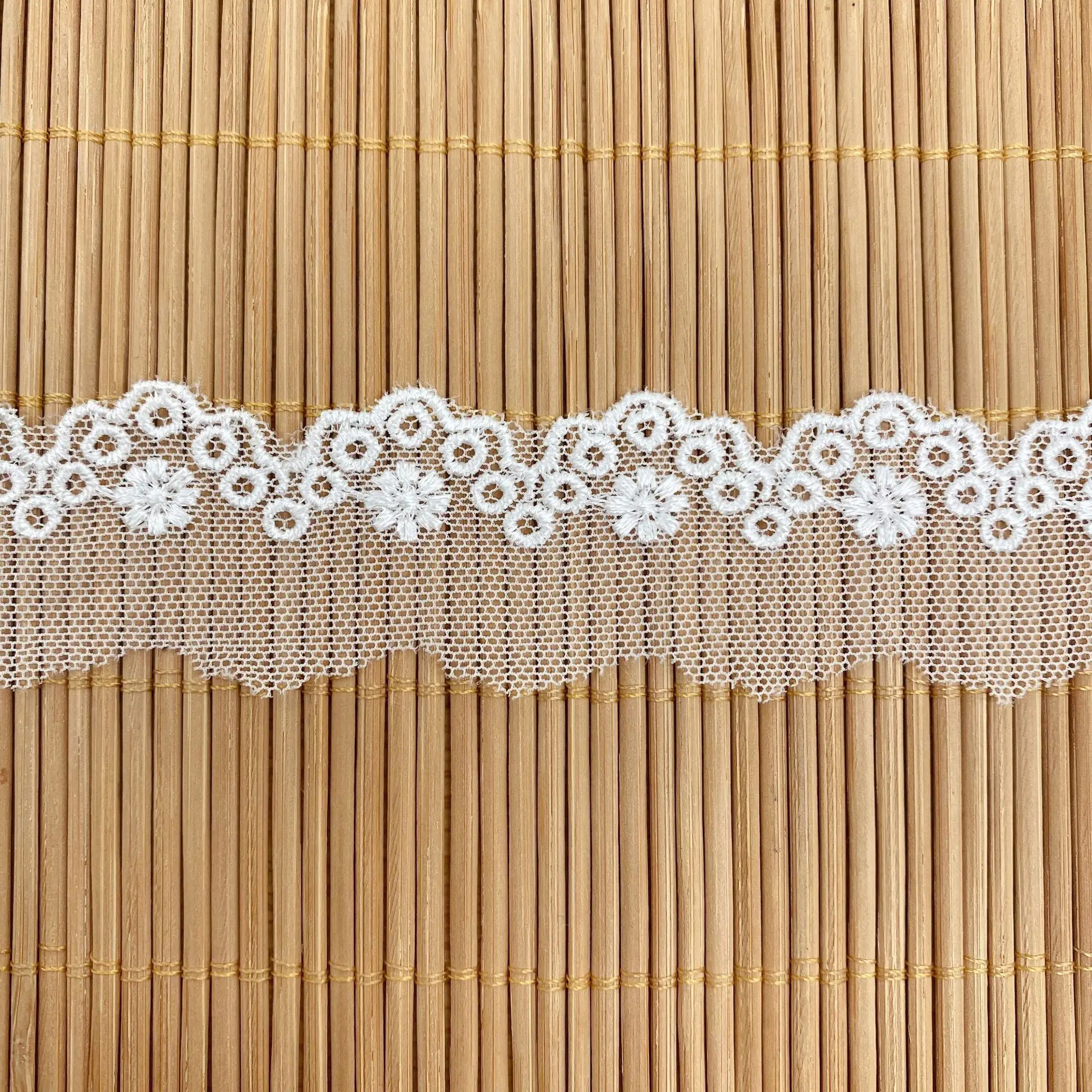 Embroidery Mesh Hollow Hole Flower Lace Fabric Trim DIY Sewing Child Clothing Wedding Craft Decoration Lace Ribbon Handmade Acce