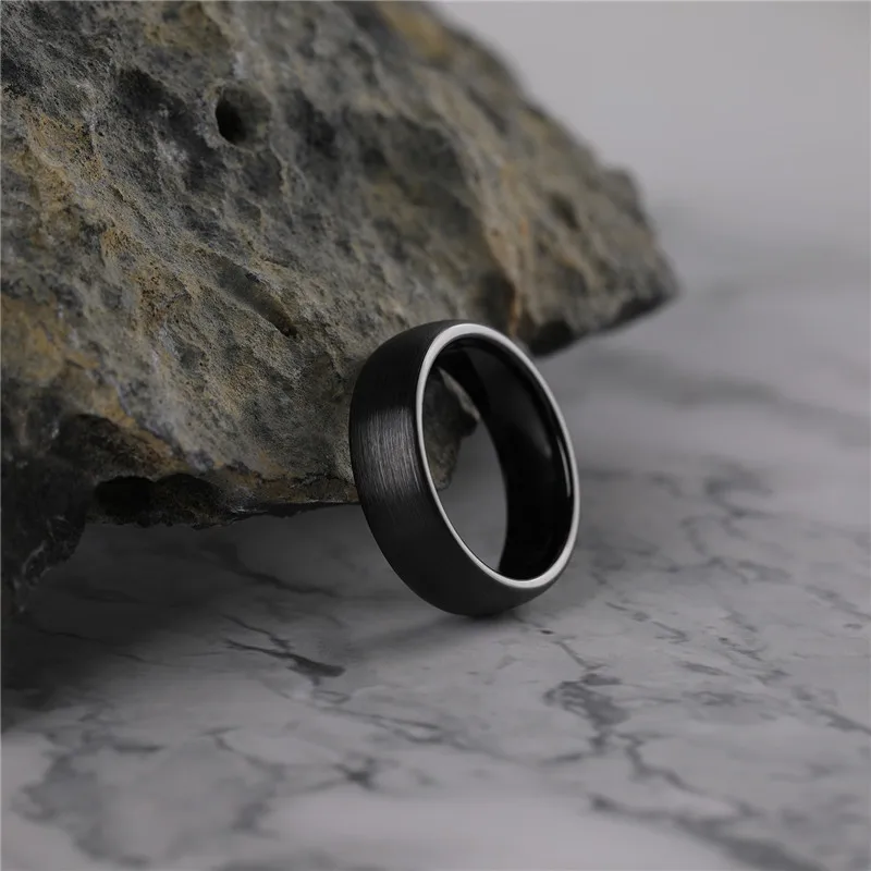 Tigrade Keramik-Ring in gebürstetem Schwarz, 4/6/8 mm breit, matte Oberfläche, Ehering für Männer und Frauen, Übergröße, trendiger Anillo für Damen und Herren – Detail 4