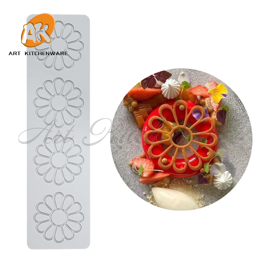Lotus, Flowers Silicone Cake Lace Mold Cake Decorating Tool Border Decoration Lace Mold kitchen Baking Tool