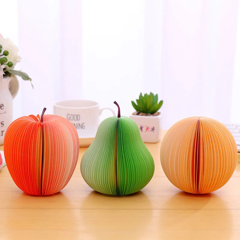 1PC Fruit Scrapbooking Note Memo Pads Portable Scratch Paper Notepads Post Sticky DIY Apple Pear Shape Convenience Stickers