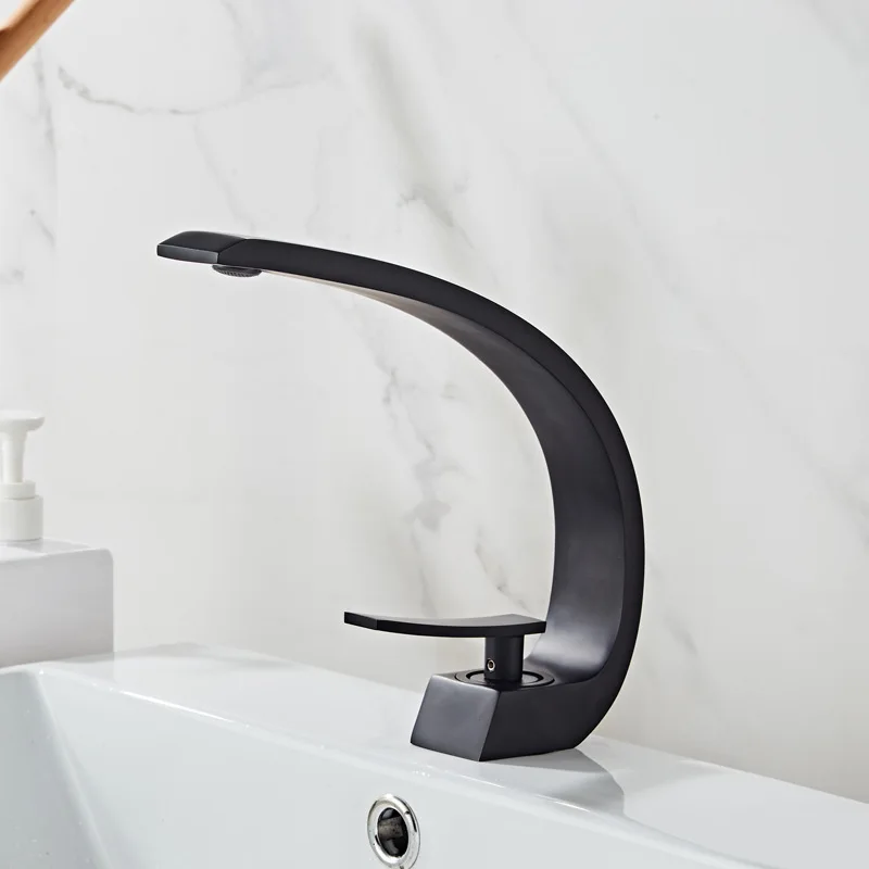 Creative washbasin faucet hot and cold hotel art basin personality trend paint black faucet fashionable and simple