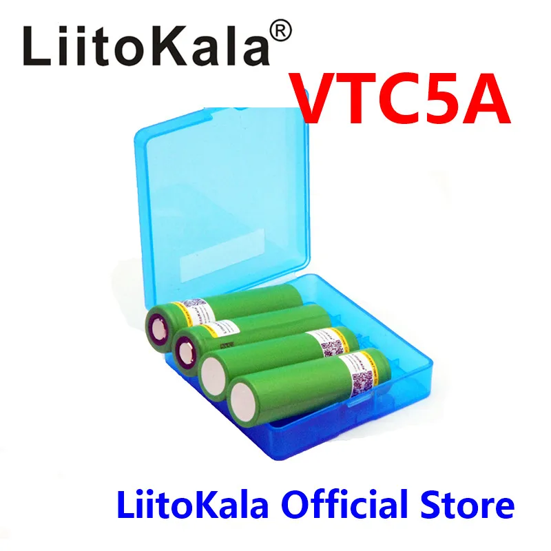 Liitokala 18650 35a vtc5a genuíno 3.6v us18650 2600mah contínuo 40a e-cig vap + 18650 caixa