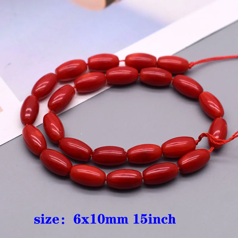 High-quality Natural Stone Irregular Tube Loose Spacer Beads Round Red Coral Beads For Jewelry Making Bracelet Necklace