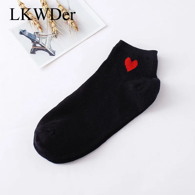 LKWDer 3 Pairs Women Solid Color Love Heart Short Socks Fashion Korean Japanese Harajuku Cute Cotton Sock Lady Girl Ankle Socks image 3