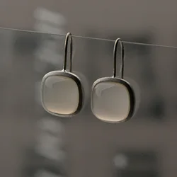 KOFSAC Vintage Fashion Geometric Square Crystal Drop Earrings For Women 925 Sterling Silver Jewelry Earring Lady Party Gifts New