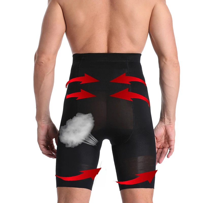 Pantalones cortos de compresión para hombre, ropa moldeadora adelgazante, pantalones de cintura alta, entrenador de cintura y Control del vientre,