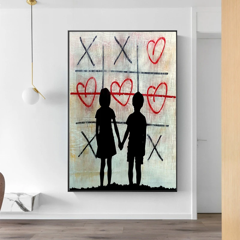 

Banksy Graffiti Art Boy and Girl Canvas Wall Art Posters and Prints Pictures Love Street Art Pictures for Living Room Unframed