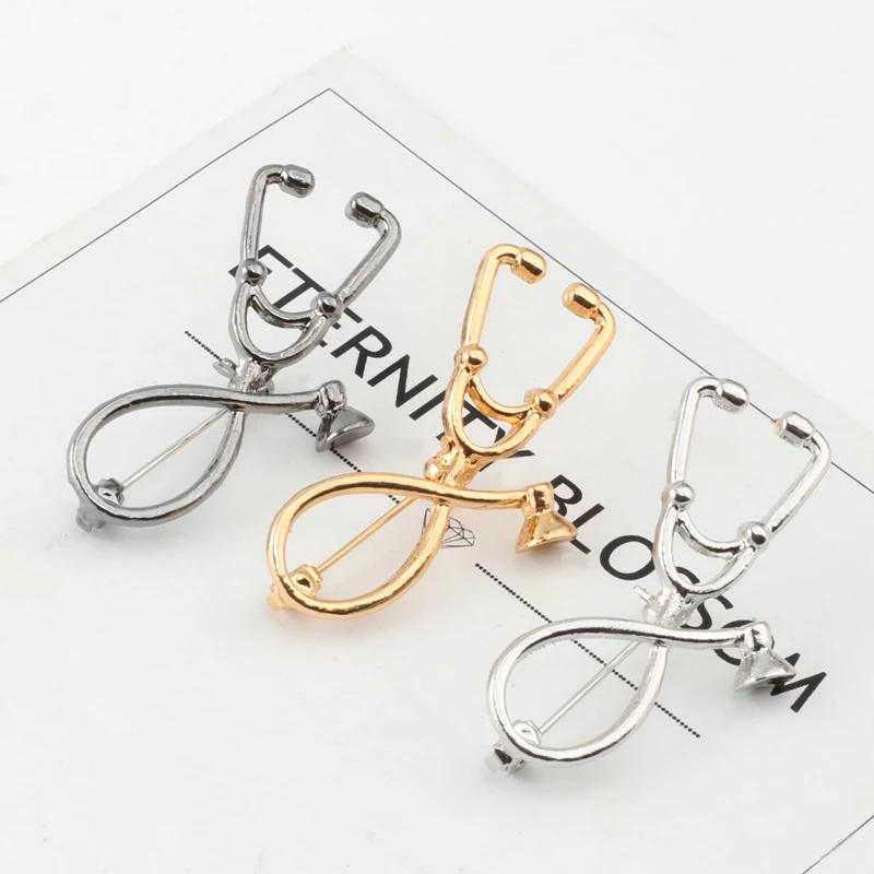 Medical Medicine Brooches for Doctors Nurse Metal Stethoscope Enamel Pins Backpack Shirt Collar Lapel Pin Button Badges Jewelry