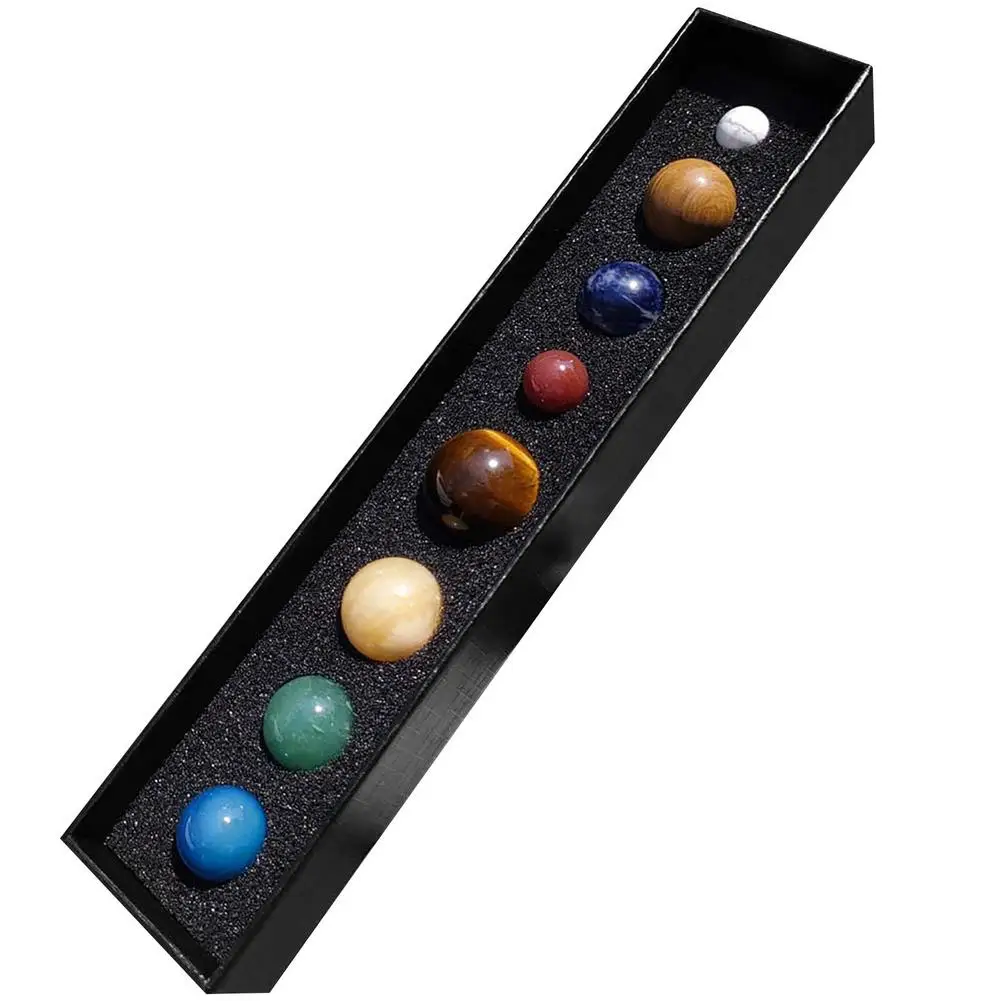 8 Planets Solar Healing Crystal Stones Ball Set Non-engraving Natural Gemstones Collection Personalized Home Offic