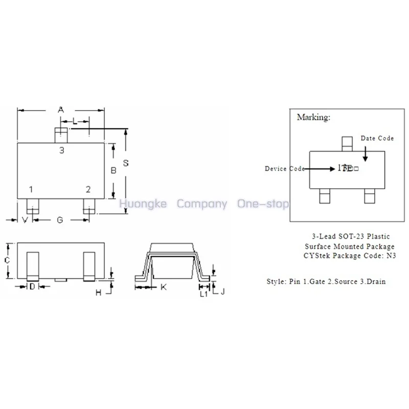 20 unids/lote MTP3415KN3 MTP3415K MTP3415KN3-0-T1-G SOT-23 P modo de mejora de canal MOSFET