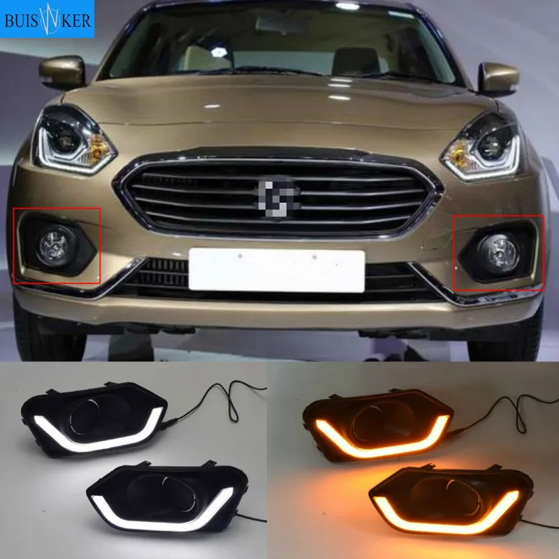 

1pair ABS Car DRL Lamp LED Daytime Running Light Daylight For Suzuki Dzire 2017 2018 Turn Signal Relay Waterproof