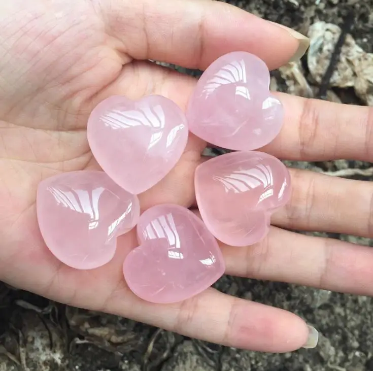 Party Gift Natural Rose Quartz Heart Shape Love Mini Crystal Chakra Healing Home Decor Stone Loves Gems DIY Jewelry SN253