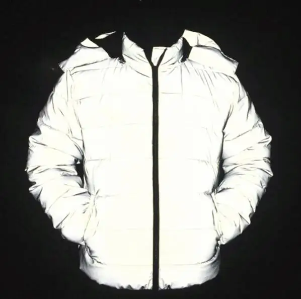 Reflective Winter Jacket Cotton Coat Thick Outwear Water Proof Night Hooded Men