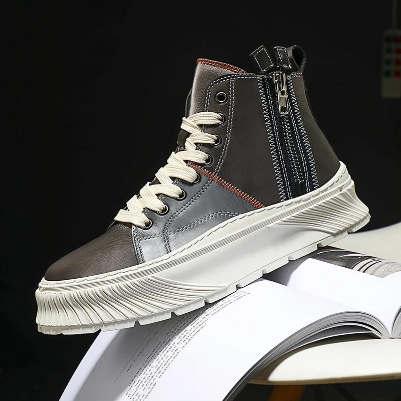 Winer 2021 New Fashion Trend Men's Sneakers Super Fiber Upper Material Rubber Sole High Top Casual Sneakers Men Shoes Men 39-44