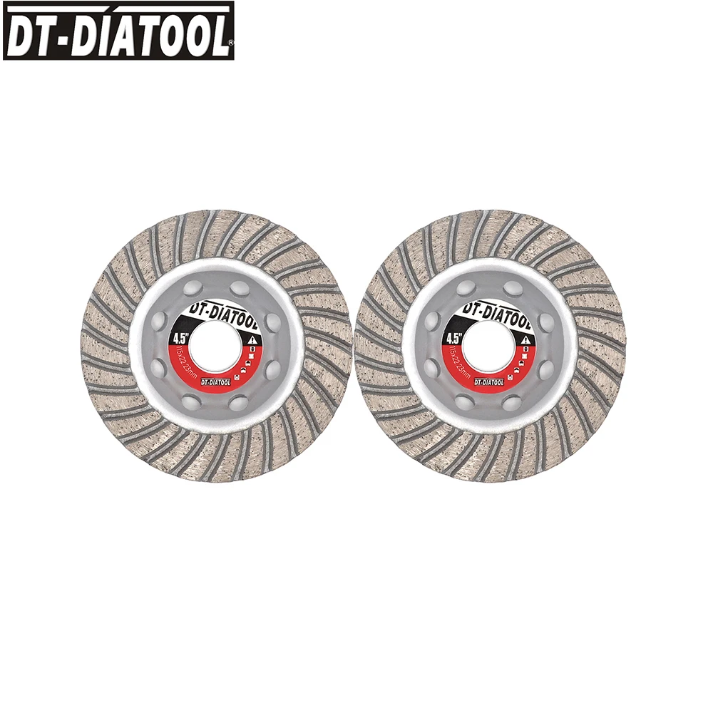 DT-DIATOOL 2pcs 115mm/4.5inch Diamond Segmented Turbo Row Cup Grinding Wheel Discs for Concrete Brick Hard Stone