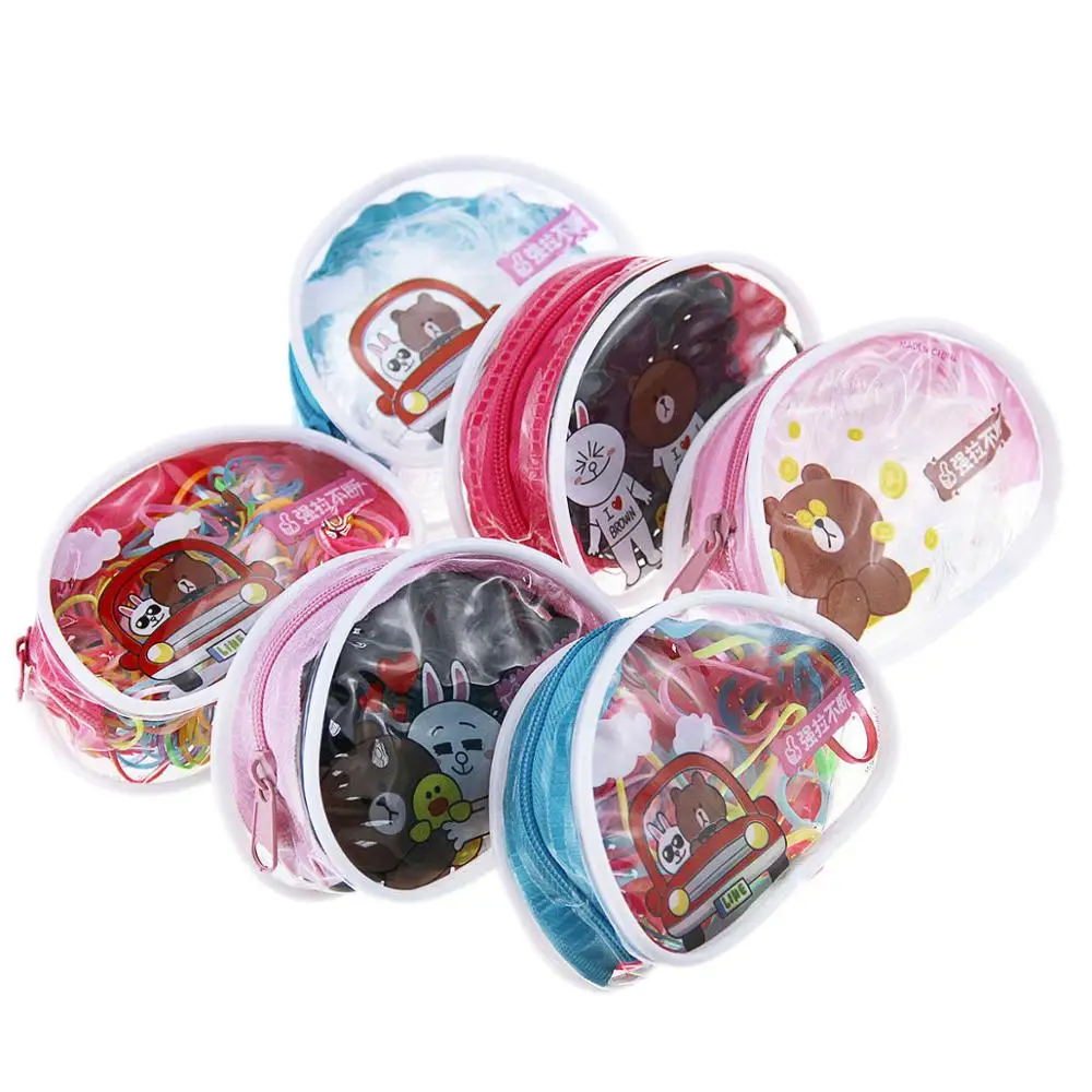 300/lot Cute Girls Colourful Ring Disposable Elastic Hair Bands Holder Rubber Band Scrunchies Kids Hair Accessories