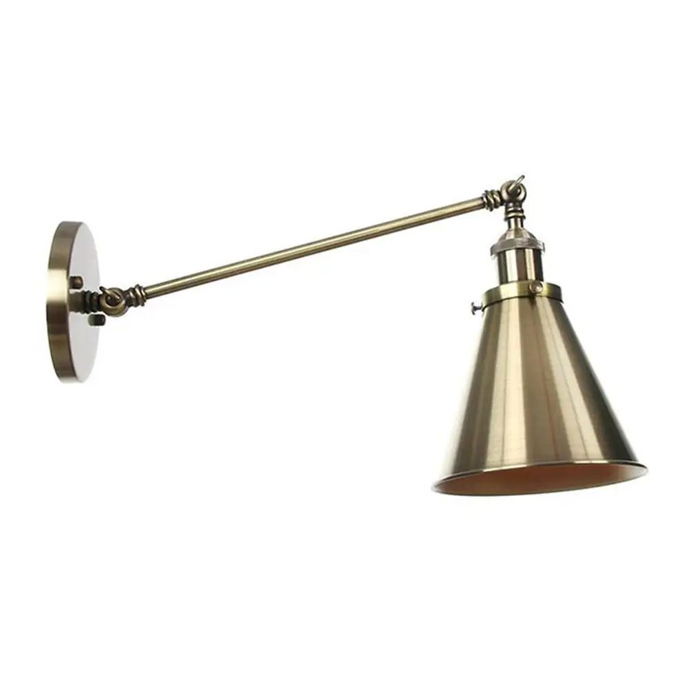 

L30cm Long Arm American Industrial Style Single Arm Adjusted Wall Light E27 Bronze Finished Metal Skirt Shade Sconce Lamp