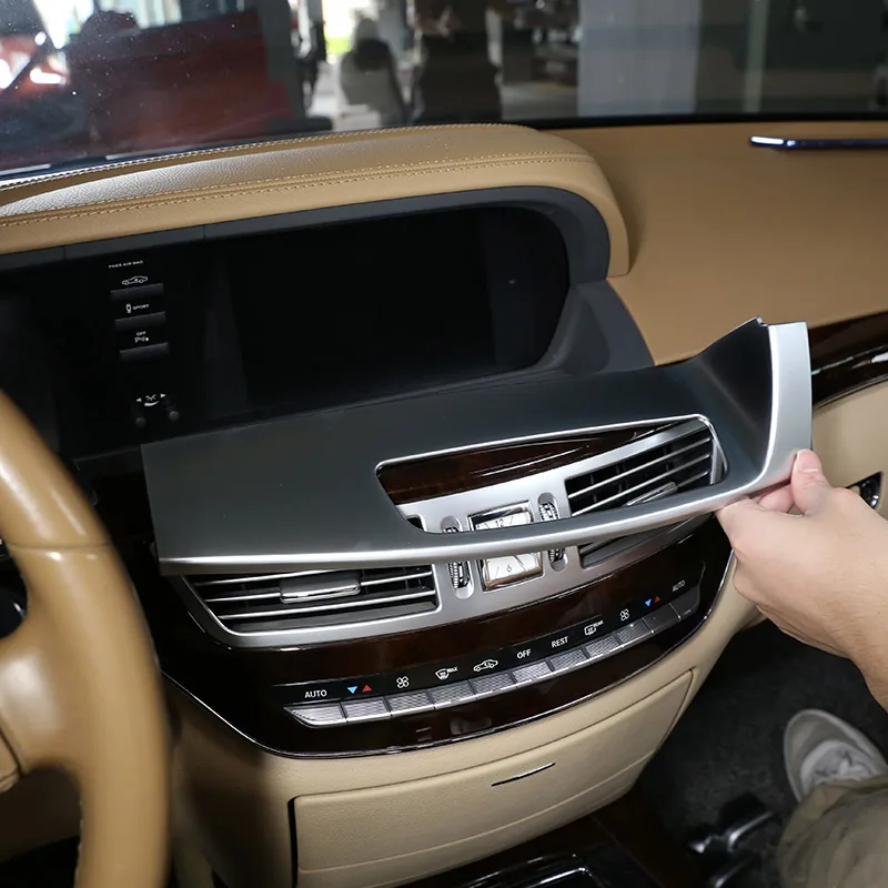 Dla Mercedes Benz S klasa w221 2005-13 ABS samochód konsola środkowa deska rozdzielcza pod powierzchnią panel dekoracyjny naklejki akcesoria samochodowe