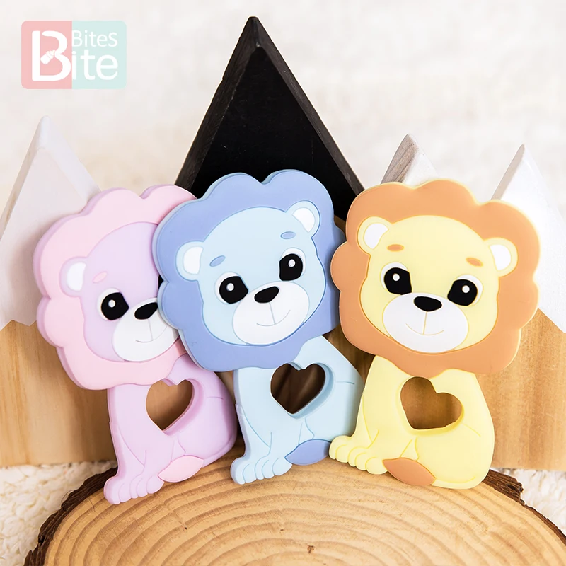 10PCS/5PCS Baby Silicone Teether Lion Pendant Food Grade Perle Silicone Bead Teething Rodent Chewable Children\'S Goods Toys