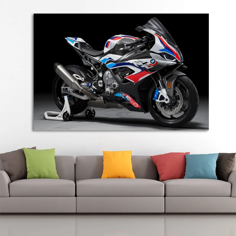 Superbike B M W M1000 RR Motorcycle HD Picture Posters Fabric Prints Wall Art Canvas Paintings for Home Living Room Decor