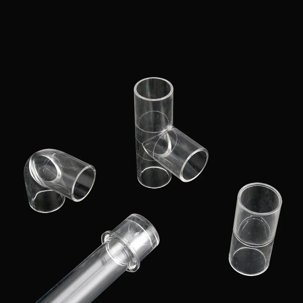 Inner Diameter 20mm Transparent Acrylic Connector Tee Straight Elbow Coupling Adapter End Caps Fish Tank Aquarium Pipe Fittings