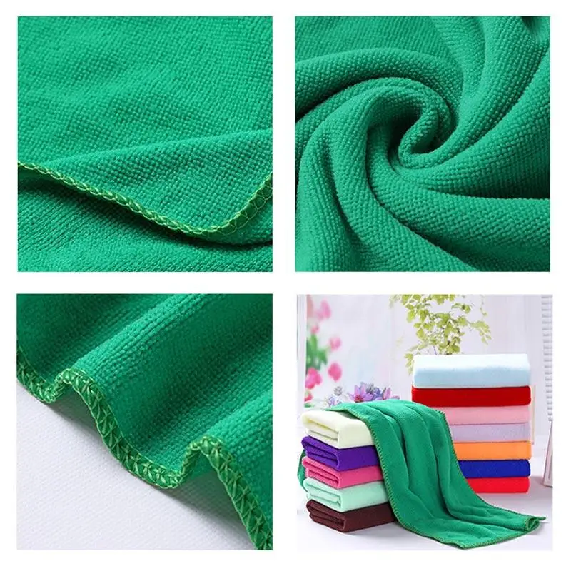 1pc 25*25cm Car Wash Towel Soft Microfiber Fiber Buffing Fleece Car Wash Towel Absorbent Dry Cleaning Cloth Cleaner Kit