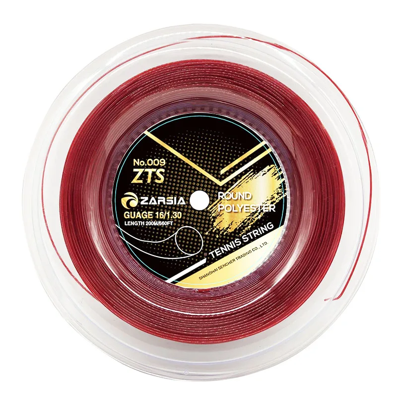 1 Big Reel ZARSIA Red Color 4G Polyester Tennis Racket String 1.30MM Durable Tennis Strings Round Smooth Training Strings 200M