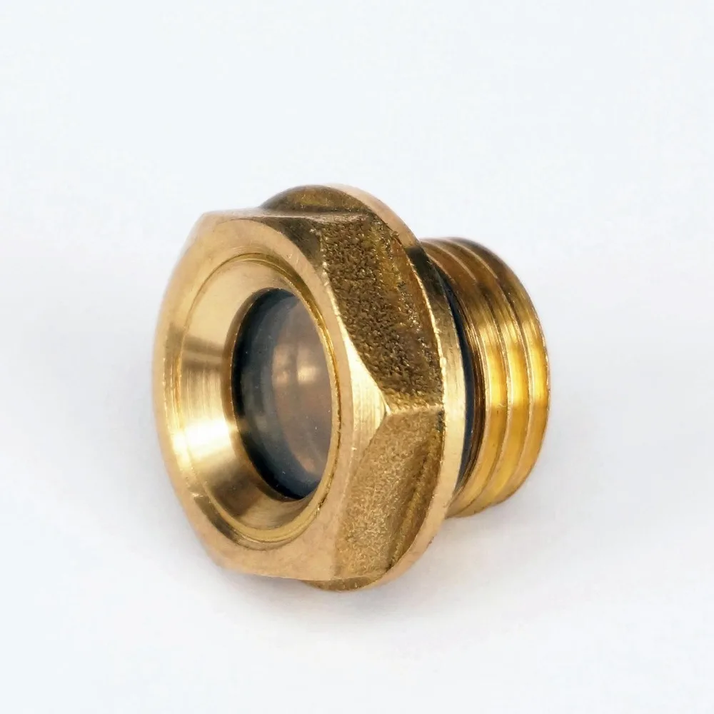 Sizes Metric BSPP Thread Male Brass Oil Level Sight Glass Window Hex Head For Air Compressor Gearbox