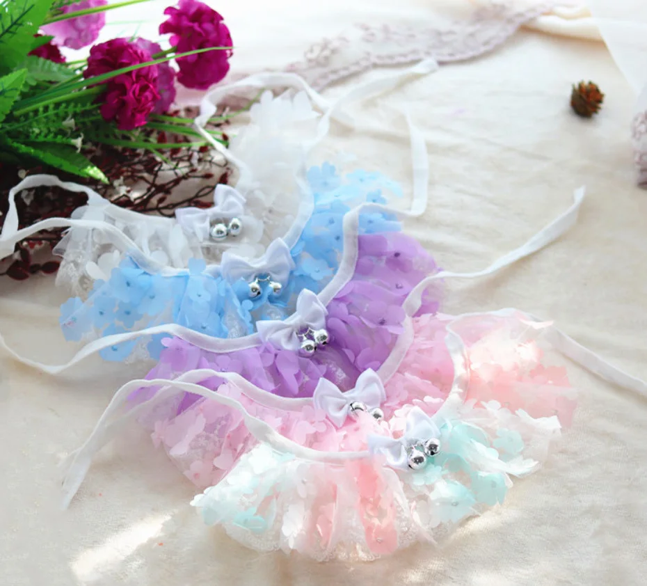 

Pet Bib three-dimensional flower saliva Scarf Lace Scarf dog cat lace collar small dog dog scarf Bib dog accessories