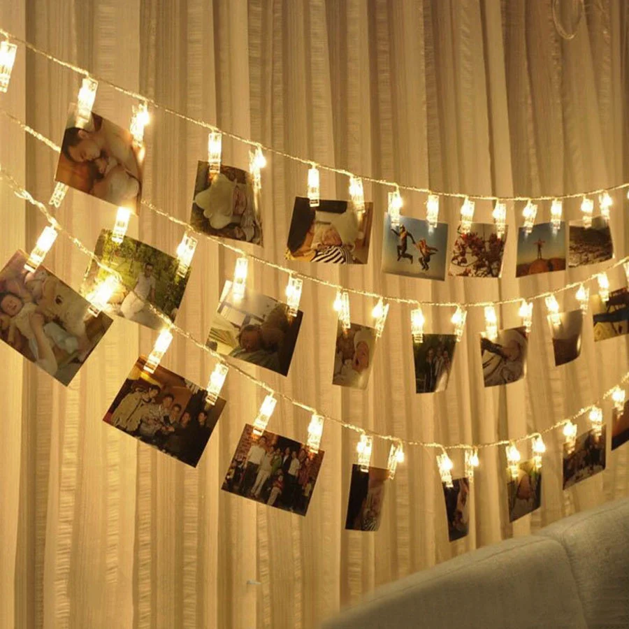Upgrade Photo Clip String Light Decoration Fairy String Light Battery Powered Photo Clips Holder For Birthday Party Bedroom Wall