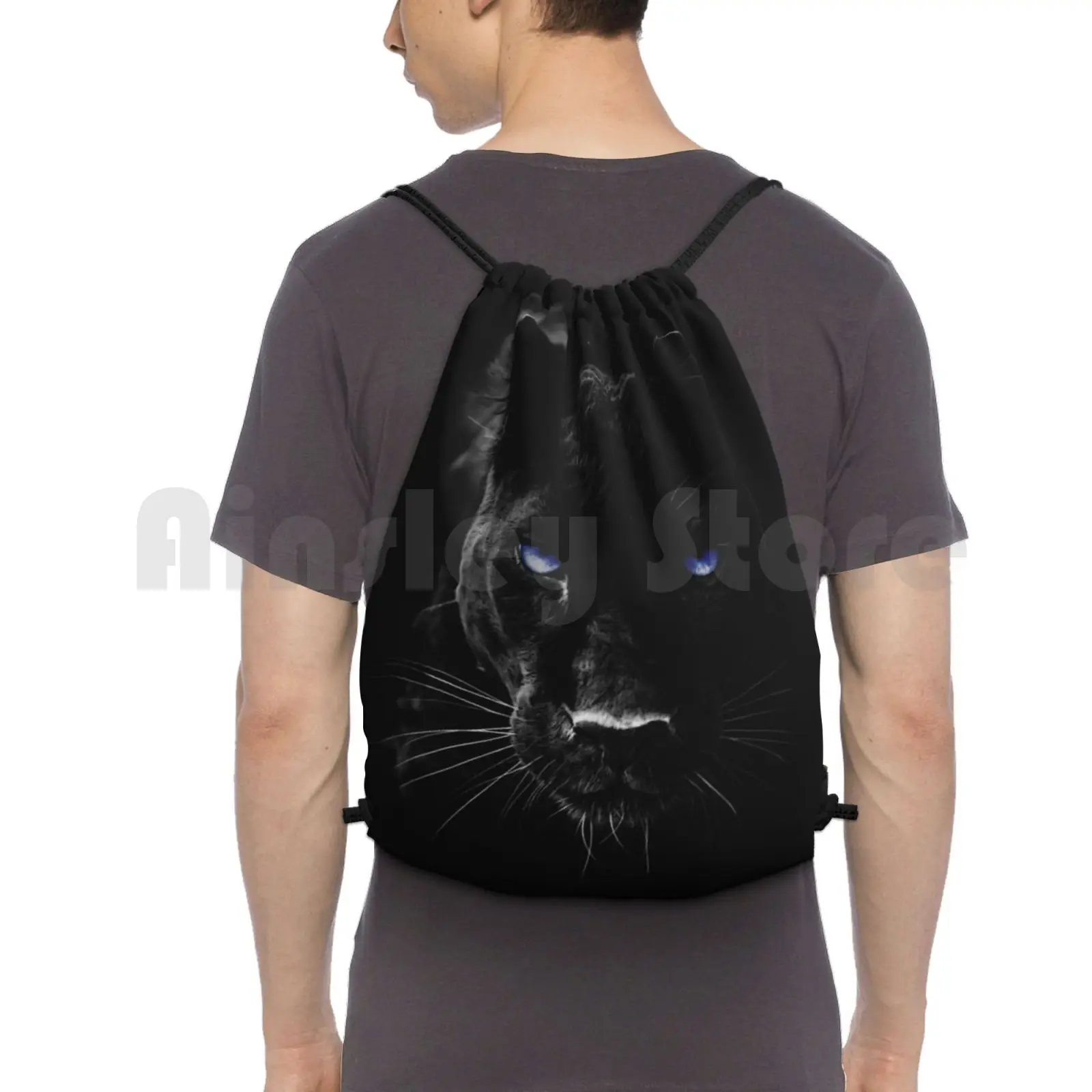 

Dark Mother Backpack Drawstring Bag Riding Climbing Gym Bag Panther Superhero Leopard Black Leopard Cougar Mountain Lion