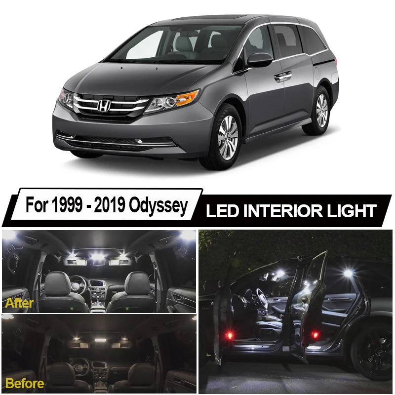 White Canbus LED Lamp Interior Dome Map License Plate Lights Bulb Kit For Honda Odyssey 1999-2013 2014 2015 2016 2017 2018 2019