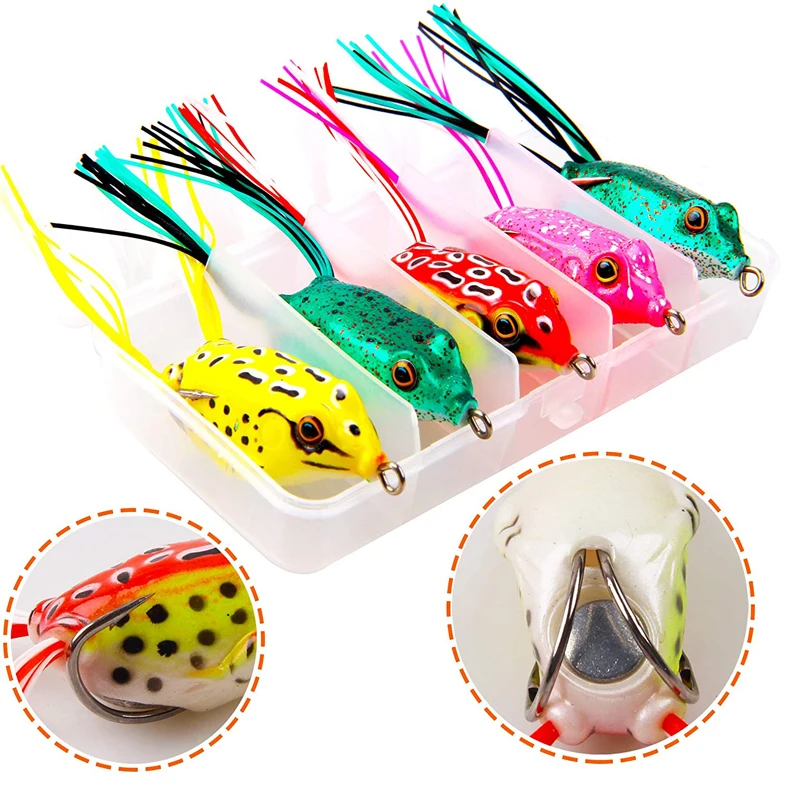 

5Pcs/box soft fishing Frog Lures 9g Topwater snakehead fish bait Frog silicone Artificial lure for trout bass fishing