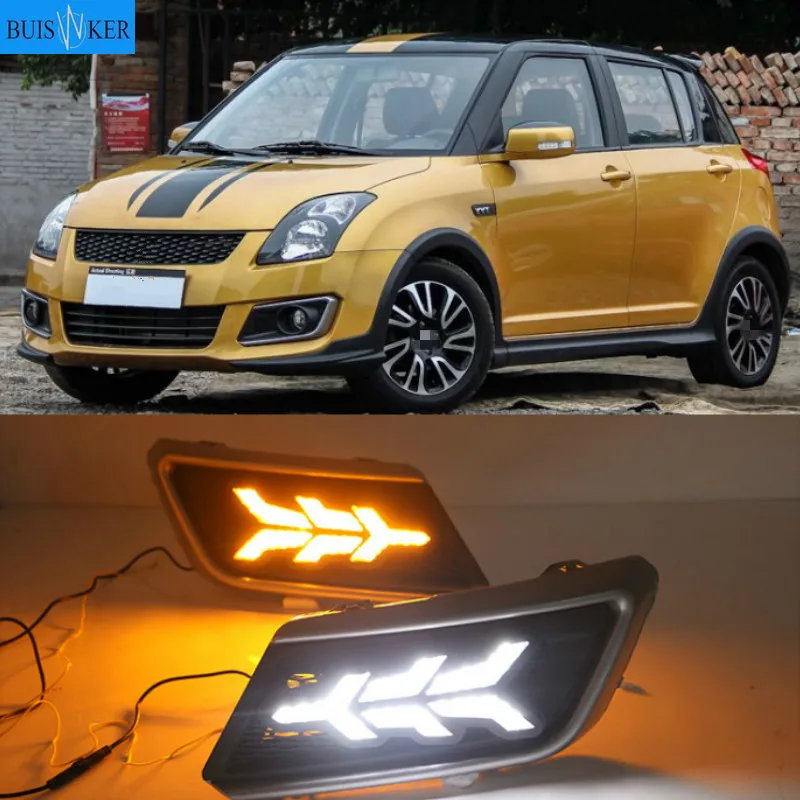 

1Pair DRL For Suzuki Swift 2013 2014 2015 2016 Car LED Driving Daytime Running Lights White car styling fog lamp cover