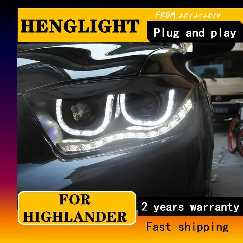 

Автомобильные фары для Toyota Highlander 2012-2014 (Kluger): ДХО, указатели поворота, ближний и дальний свет, линзованные проекторы