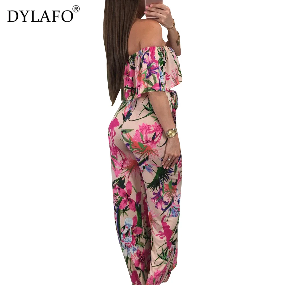 2020 Bohemian Floweral In Phối Ren Áo Liền Quần & Rompers Lệch Vai Plus Size Nữ Jumpsuit Bãi Biển Mùa Hè Jum Áo Liền Quần