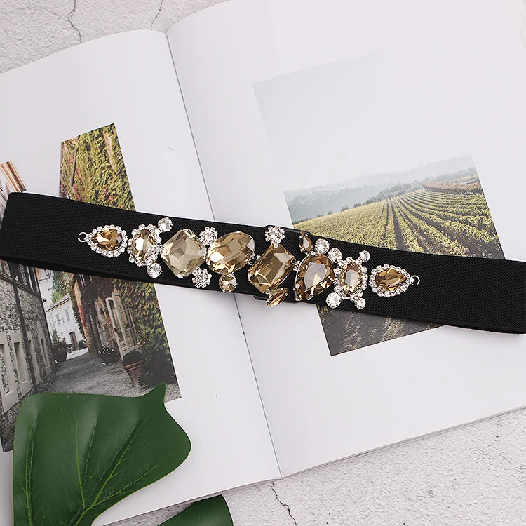 المرأة المدرج موضة الماس مطرز مطاطا فستان Cummerbunds الكورسيهات حزام أحزمة الديكور حزام عريض TB1870