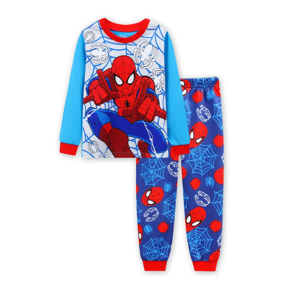 Pijamas de algodón de manga larga con dibujos animados para niños y niñas, ropa de dormir con diseño de superhéroes, con diseño de Spider-Man, Envío