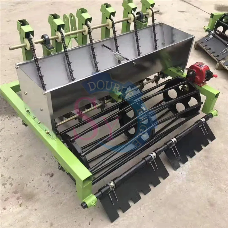 working width 120cm four-wheel 10HP tractor traction garlic sowing machine/Cage wheel 6 rows garlic planter agricultural machine