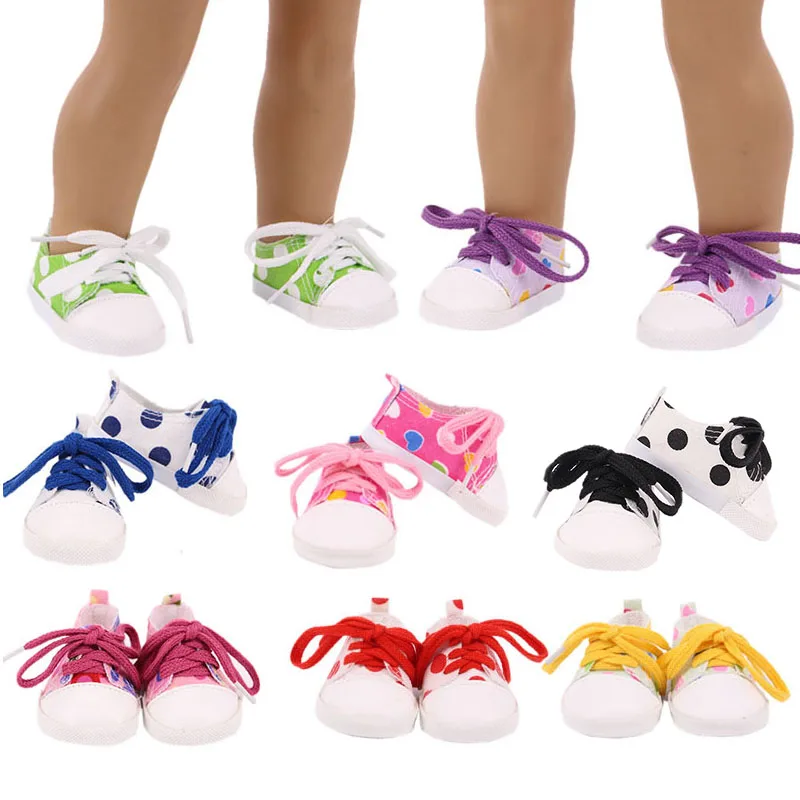 Promotion!Cute  Canvas Doll Shoes Length 7.5 cm For 18 Inch Girl Doll & New Born Baby Doll 43 cm & 41 cm Nenuco,Our Generation