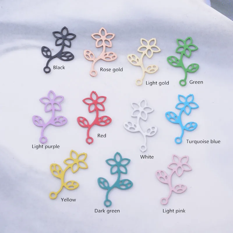 100 Stück AC10329 15*8mm Kleine Blumenanhänger DIY Schmuck Ohrring-Komponenten – Detail 3
