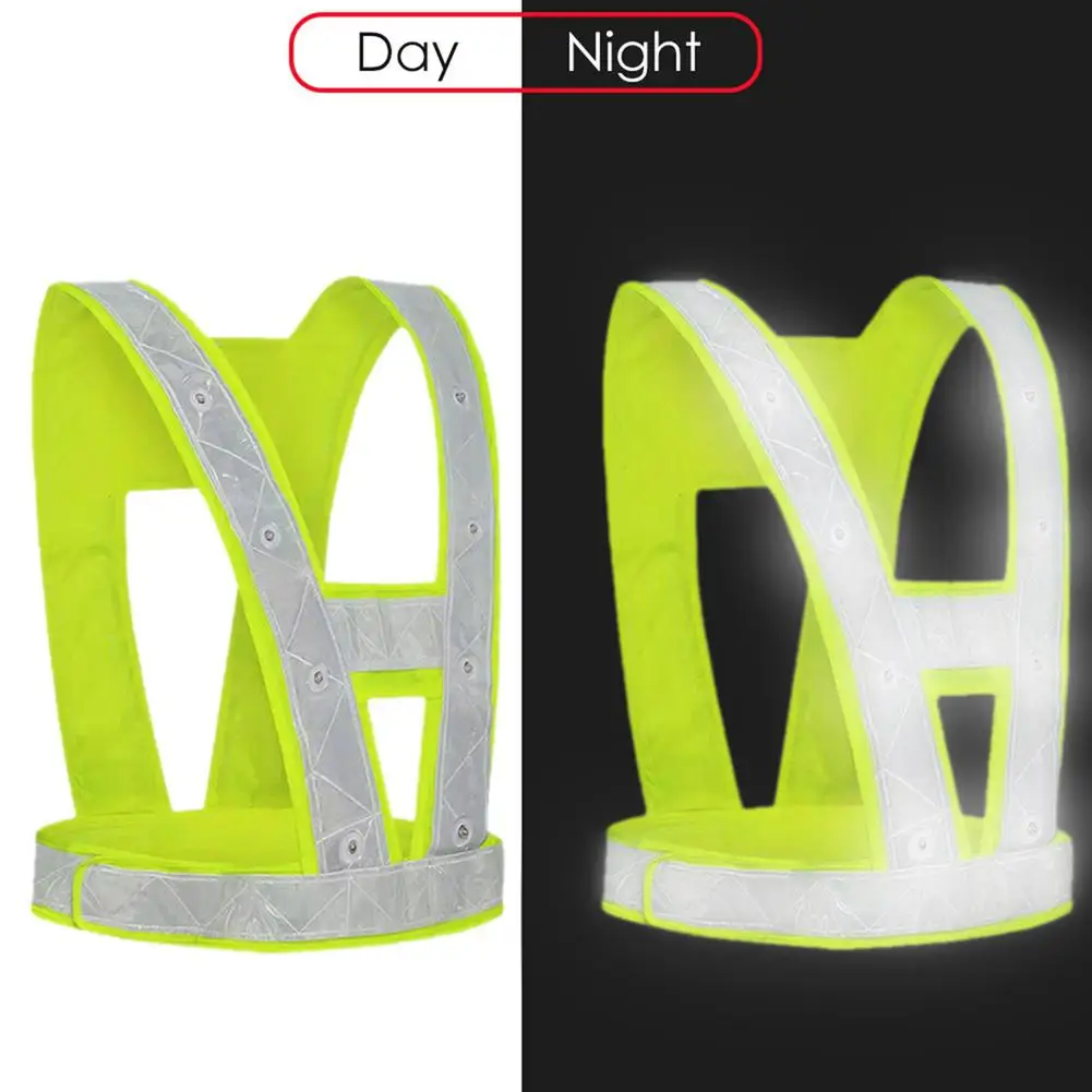 LED Reflective Vest Sports Running Lighting Vest Safety Reflective Warning Vests Cycling Reflective Belt Riding Elastic V-shaped