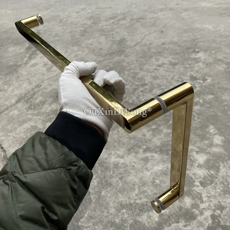HOTSALE 304 Stainless Steel Frameless Shower Glass Door Handles L Type Bathroom Door Push Pull Handles Towel Bar Durable