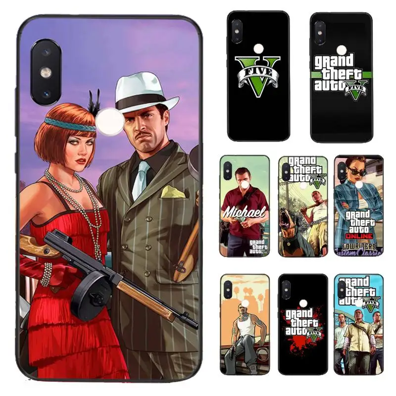 FHNBLJ rockstar gta 5 Grand Theft  Black Cell Phone Case for Xiaomi Redmi 5 5Plus 6 6A 4X 7 7A 8 8A 9 Note 5 5A 6 7 8 8Pro 8T 9