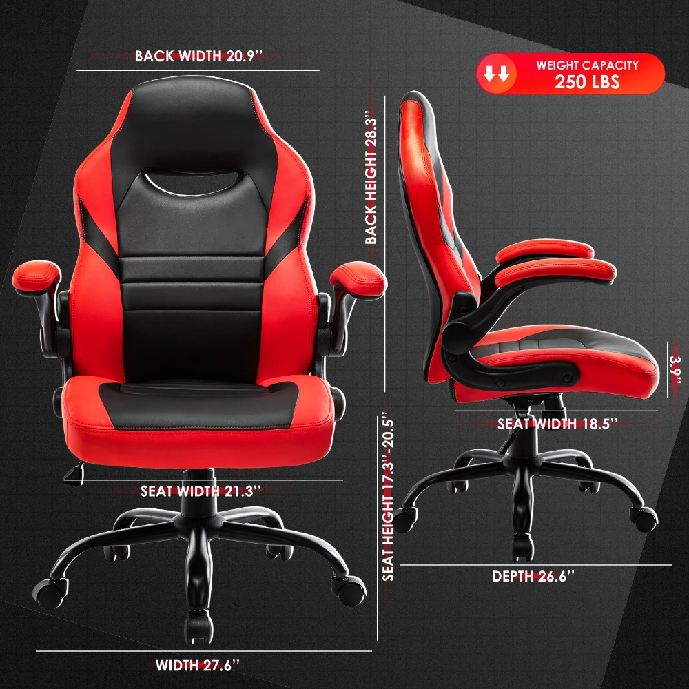 Gaming Chair High Back Ergonomic Adjustable Office Chair Gamer Racing Executive Task Swivel Computer Chair PU Leather Desk Chair