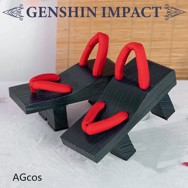 AGCOS Genshin Impact Yoimiya Cosplay Shoes Kimono Geta Clogs