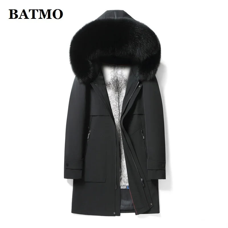 

BATMO 2023 winter natural raccoon fur collar&mink fur liner parkas coat men,trench coat,hooded jackets 268-B